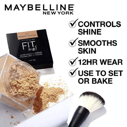 Maybelline New York Fit Me Loose Finishing Powder, Silky & Lightweight Powder - 15 Light - 30 Medium Deep