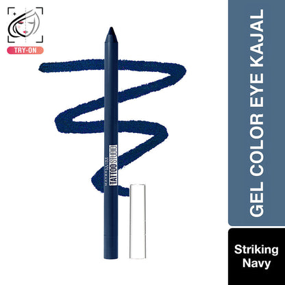 Maybelline Tattoo Gel Eyeliner - Striking Navy Blue, Metallic/Matte, Water & Smudge-proof, Last 36H - Striking Navy Blue