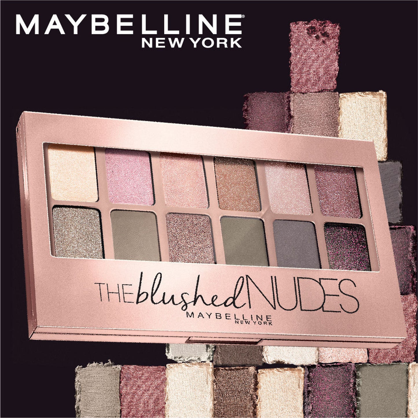 Maybelline New York The Blushed Nudes Eyeshadow Palette, 12 Highly Blendable Shades - Blush