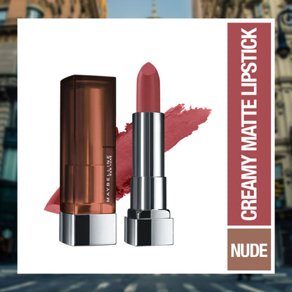 Maybelline Color Sensational Creamy Matte Lipstick, 12H Formula - 640 Red Liberation - Touch Of Nude