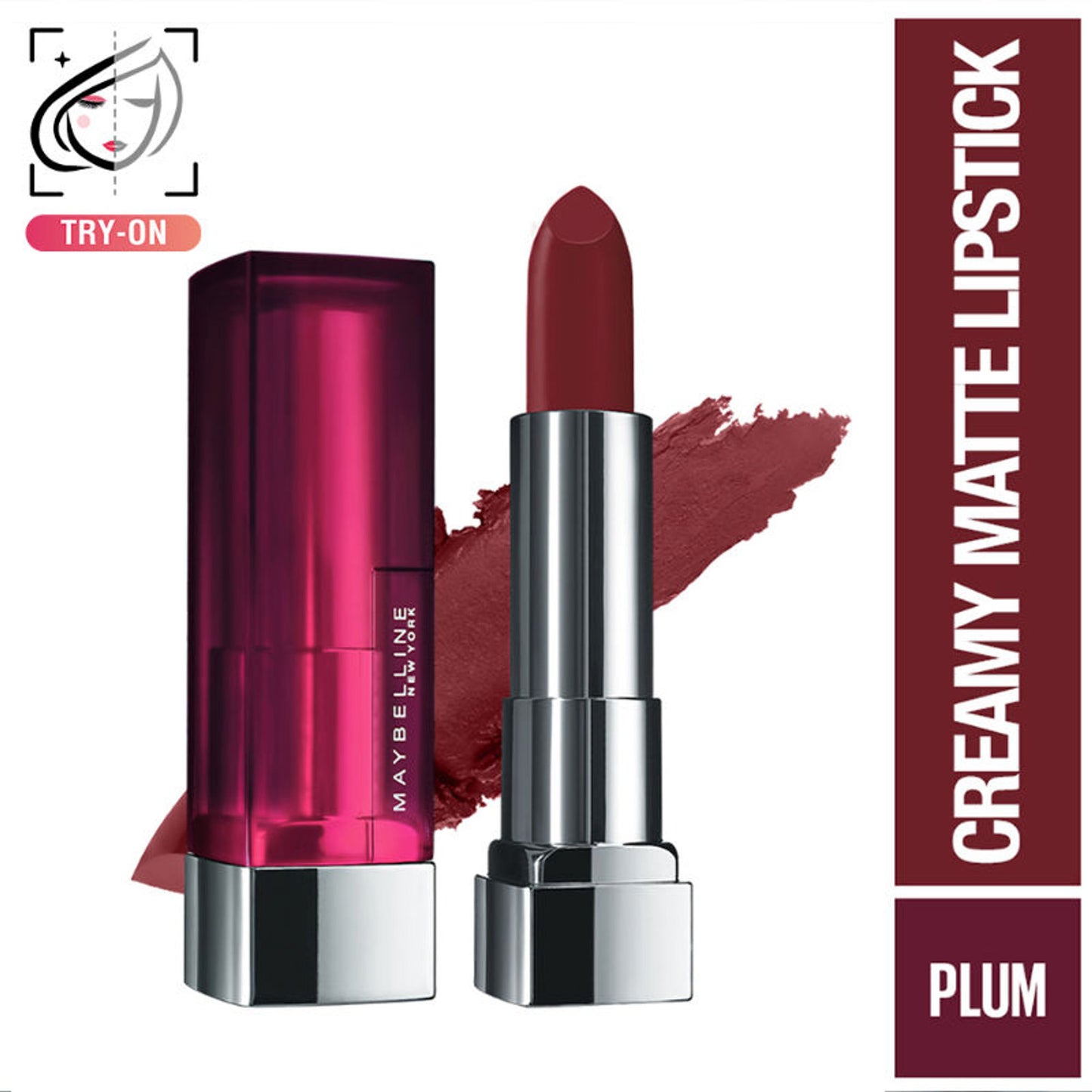 Maybelline Color Sensational Creamy Matte Lipstick, 12H Formula - 640 Red Liberation - Plum Perfection