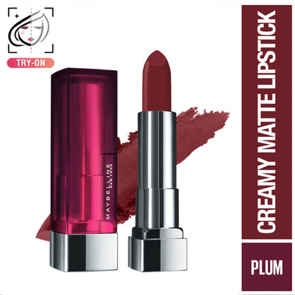 Maybelline Color Sensational Creamy Matte Lipstick, 12H Formula - 640 Red Liberation - Plum Perfection
