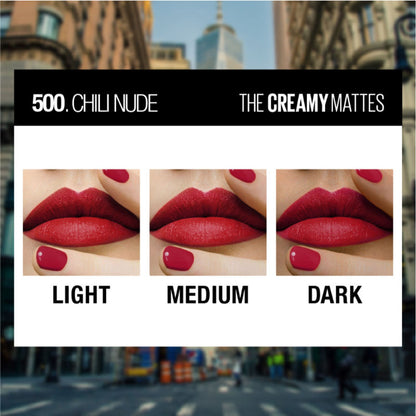 Maybelline Color Sensational Creamy Matte Lipstick, 12H Formula - 640 Red Liberation - Chilli Nude