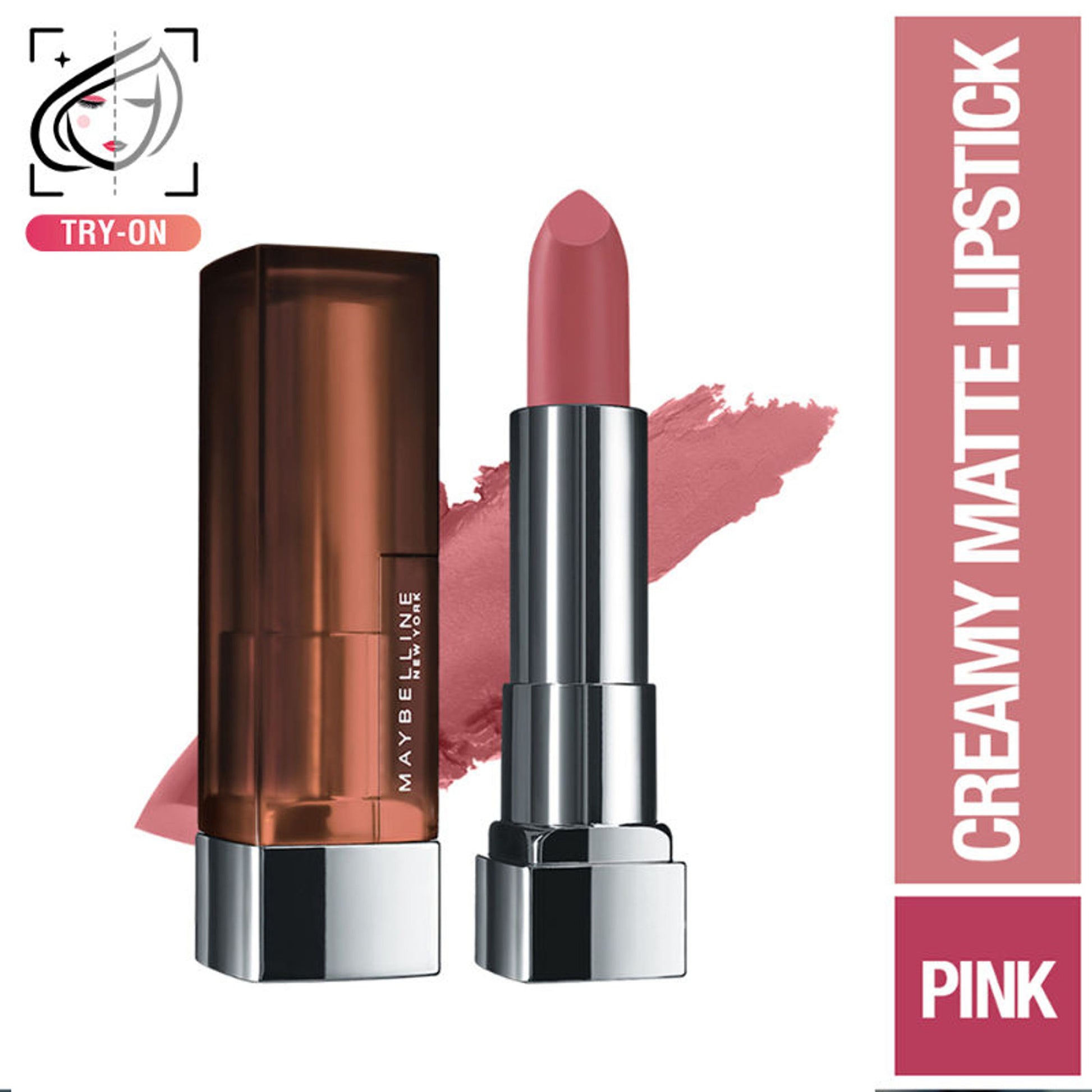 Maybelline Color Sensational Creamy Matte Lipstick, 12H Formula - 640 Red Liberation - Almond Pink