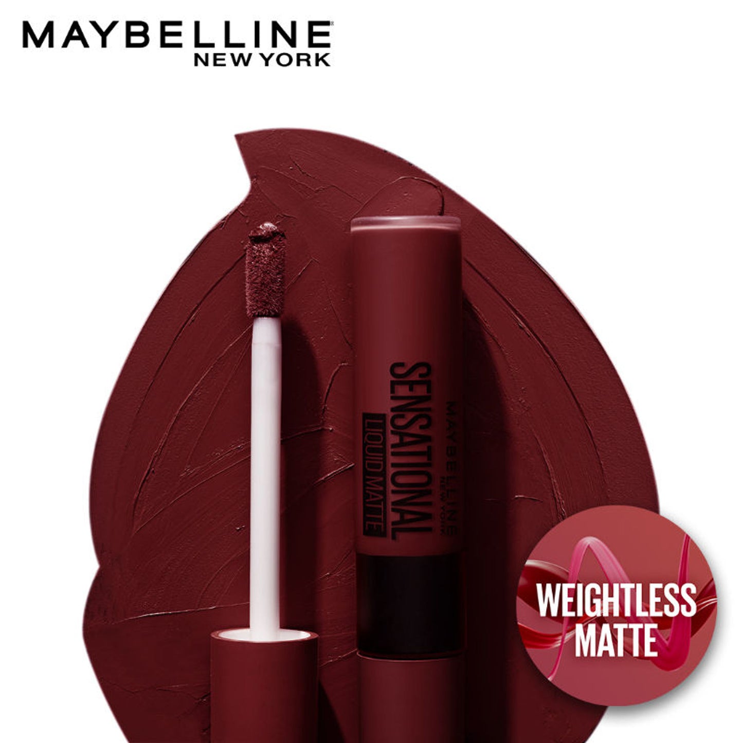 Maybelline New York Sensational Liquid Matte Lipstick, Long-lasting - 03 Flush It Red - 02 Soft Wine