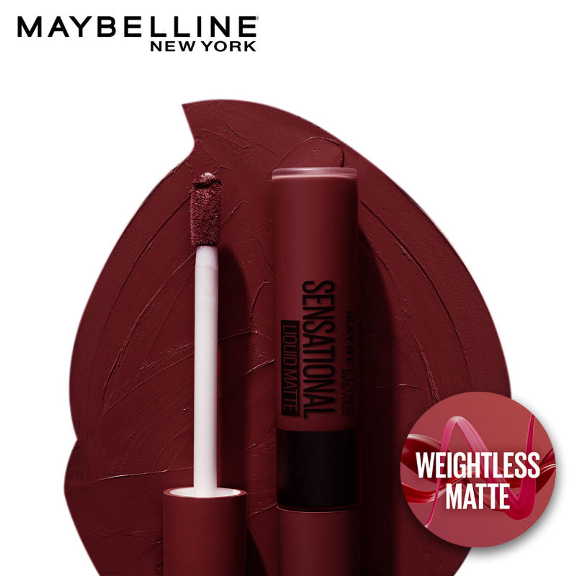 Maybelline New York Sensational Liquid Matte Lipstick, Long-lasting - 03 Flush It Red - 02 Soft Wine