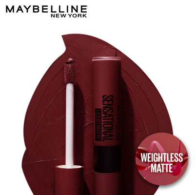 Maybelline New York Sensational Liquid Matte Lipstick, Long-lasting - 03 Flush It Red - 02 Soft Wine