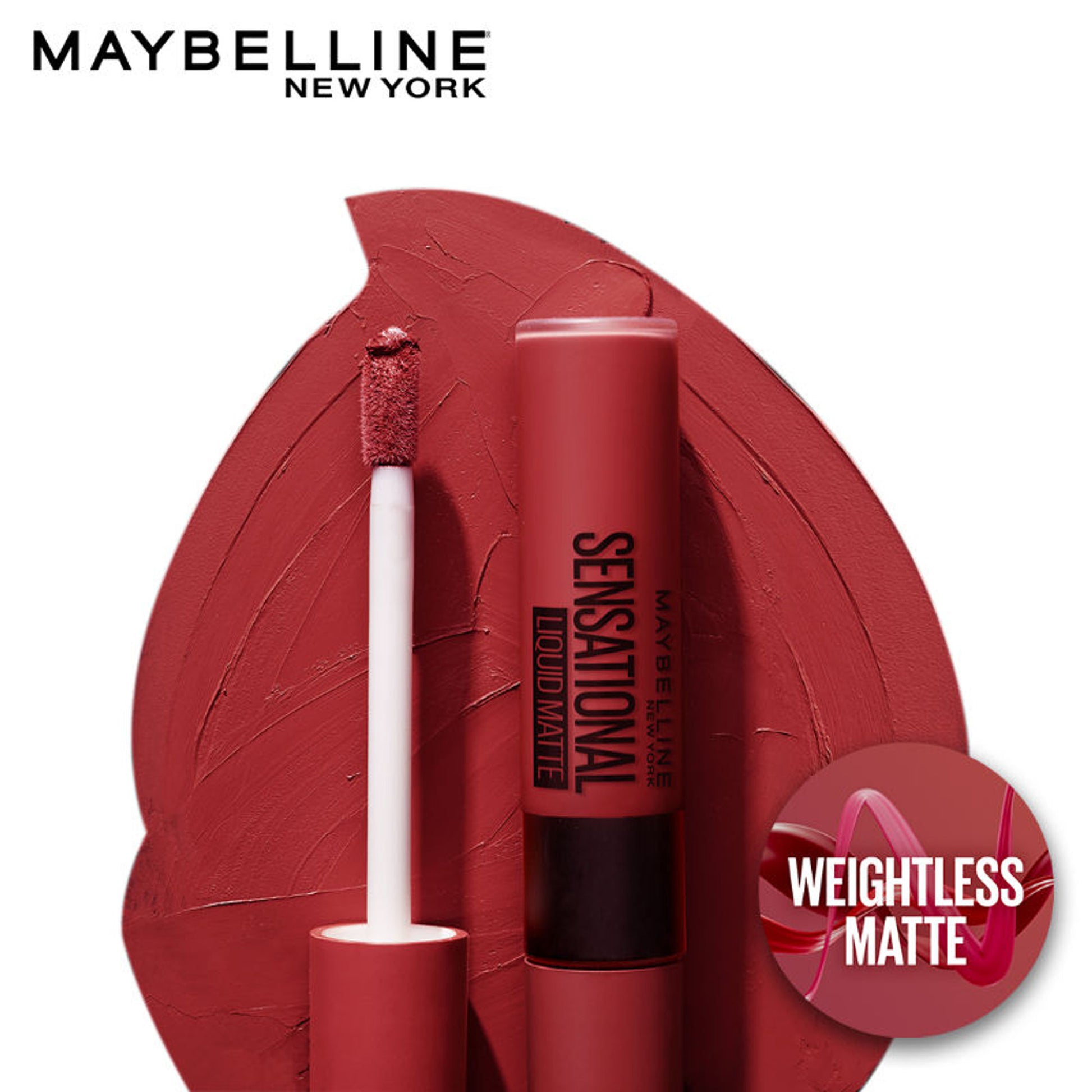 Maybelline New York Sensational Liquid Matte Lipstick, Long-lasting - 03 Flush It Red - 03 Flush It Red