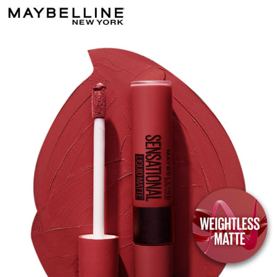 Maybelline New York Sensational Liquid Matte Lipstick, Long-lasting - 03 Flush It Red - 03 Flush It Red