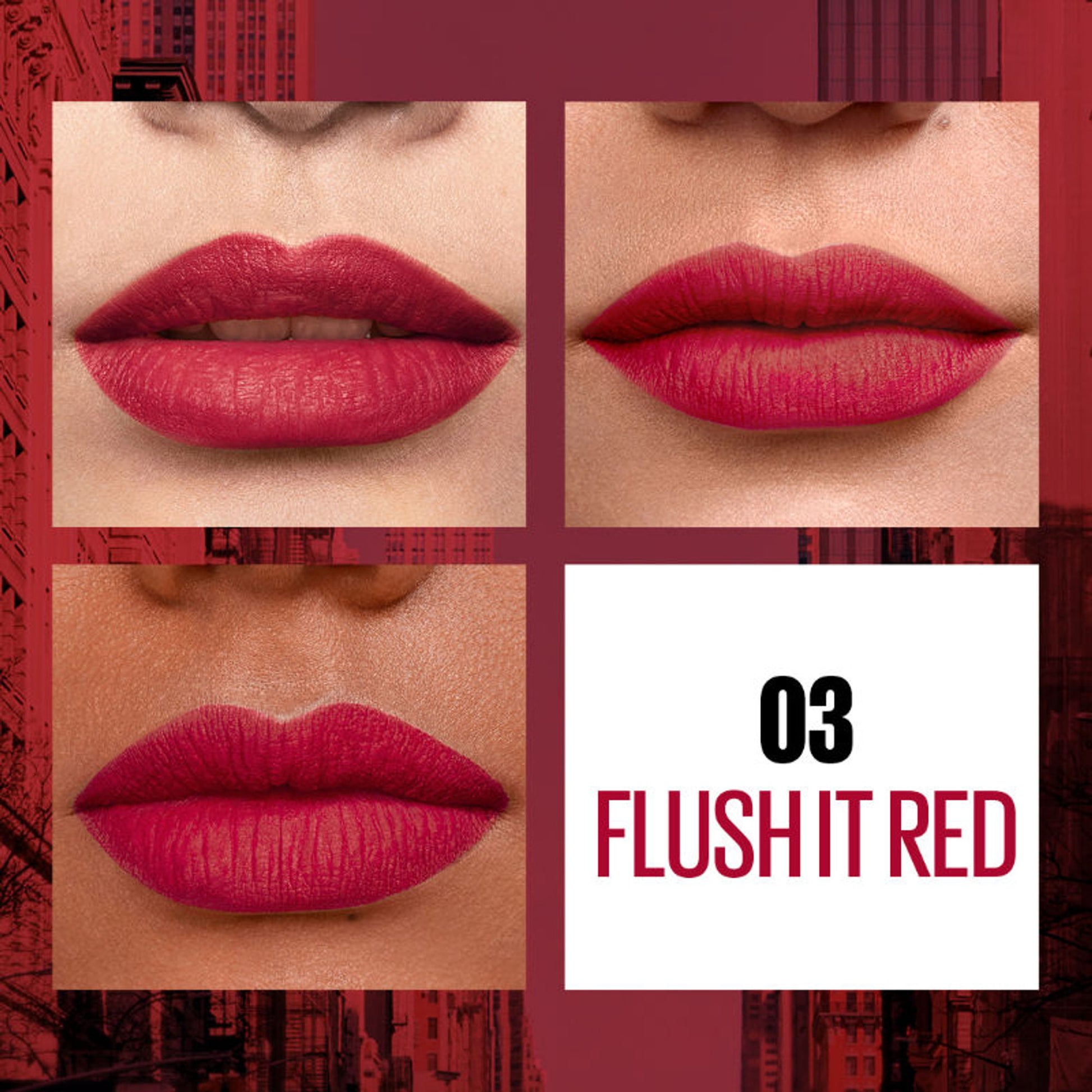 Maybelline New York Sensational Liquid Matte Lipstick, Long-lasting - 03 Flush It Red - 03 Flush It Red