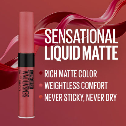 Maybelline New York Sensational Liquid Matte Lipstick, Long-lasting - 03 Flush It Red - 08 Sensationally Me
