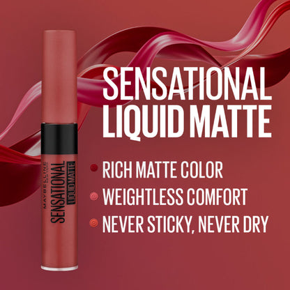 Maybelline New York Sensational Liquid Matte Lipstick, Long-lasting - 03 Flush It Red - 11 Made Easy