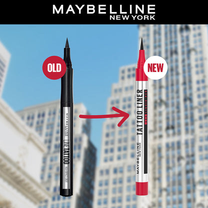 Maybelline New York High Impact Tattoo Pen Liner, Lasts Up To 48H - Black, Water & Smudge-proof
