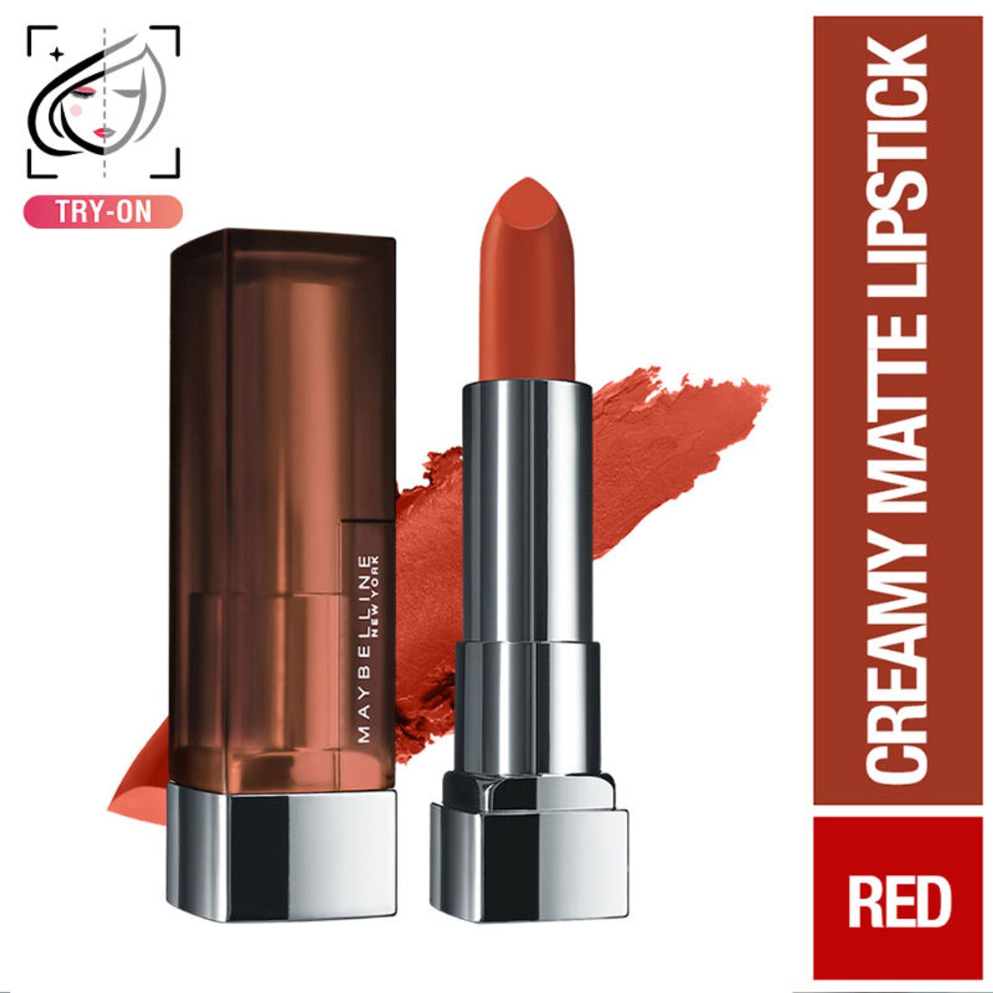 Maybelline Color Sensational Creamy Matte Lipstick, 12H Formula - 640 Red Liberation - 2 Madison Red