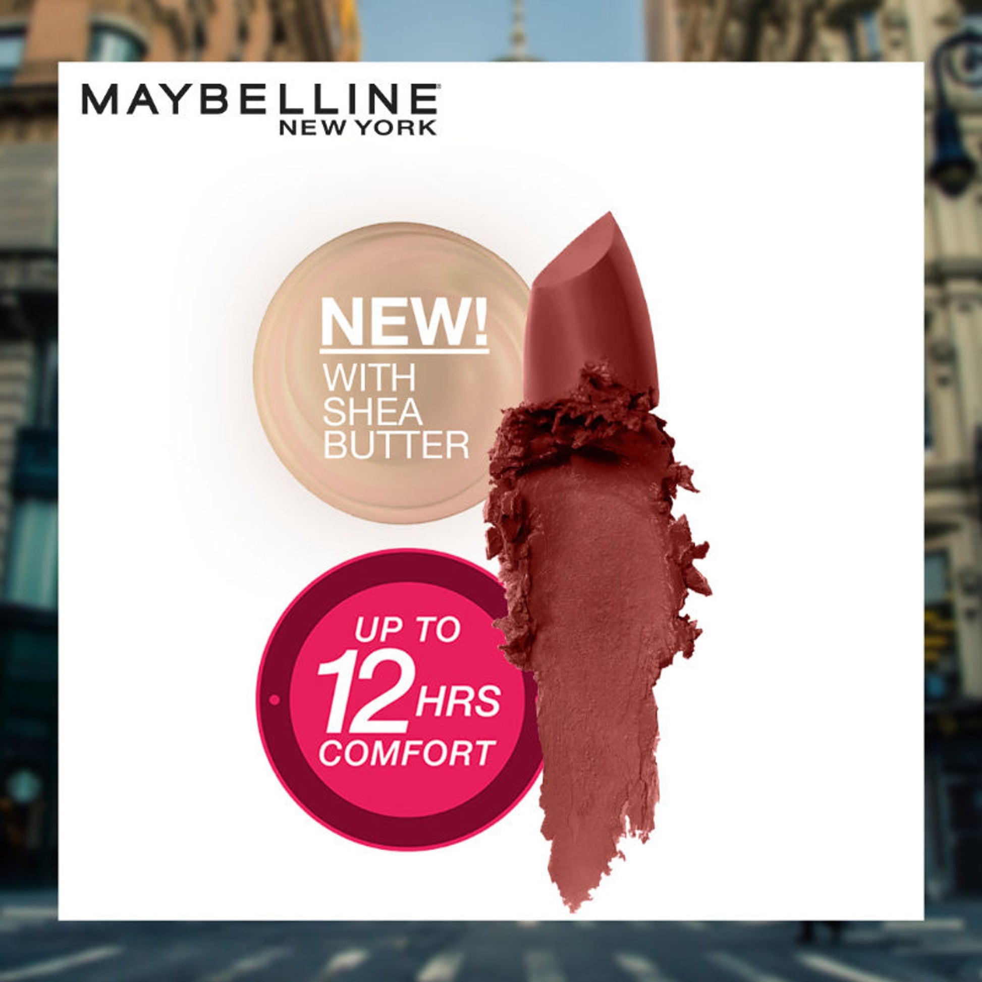 Maybelline Color Sensational Creamy Matte Lipstick, 12H Formula - 640 Red Liberation - 5 East Village Rose