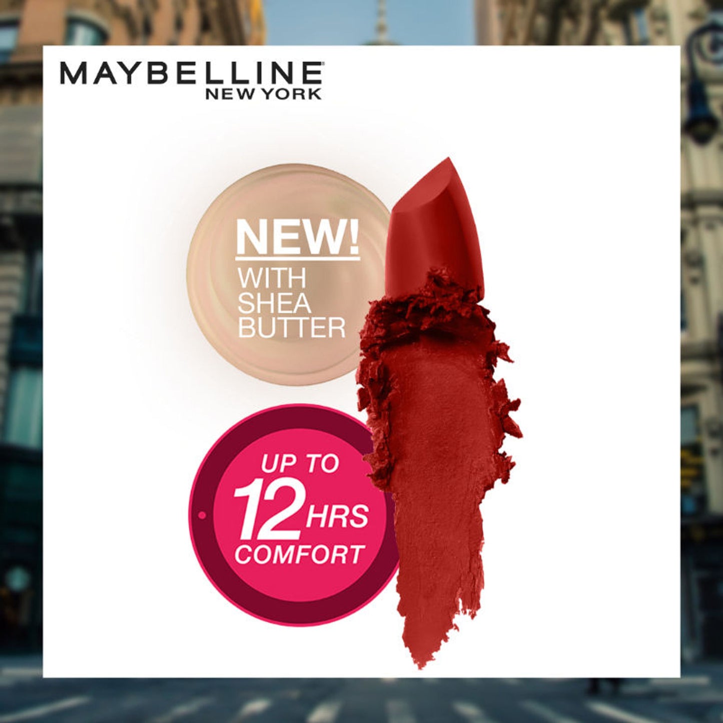 Maybelline Color Sensational Creamy Matte Lipstick, 12H Formula - 640 Red Liberation - 6 Noho Amber