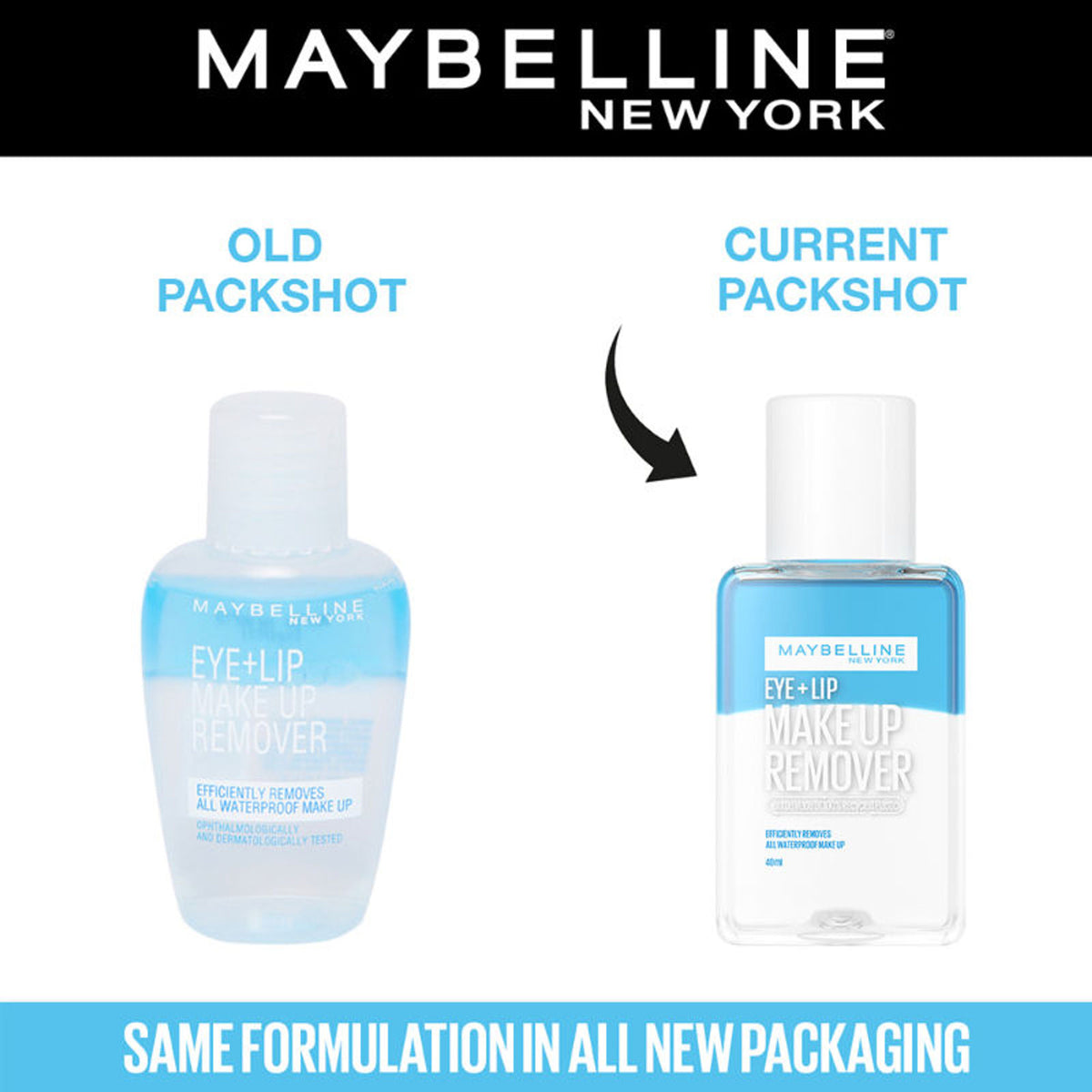 Maybelline New York Biphase Eye + Lip Makeup Remover for Waterproof Makeup, Fragrance-Free, 40ml