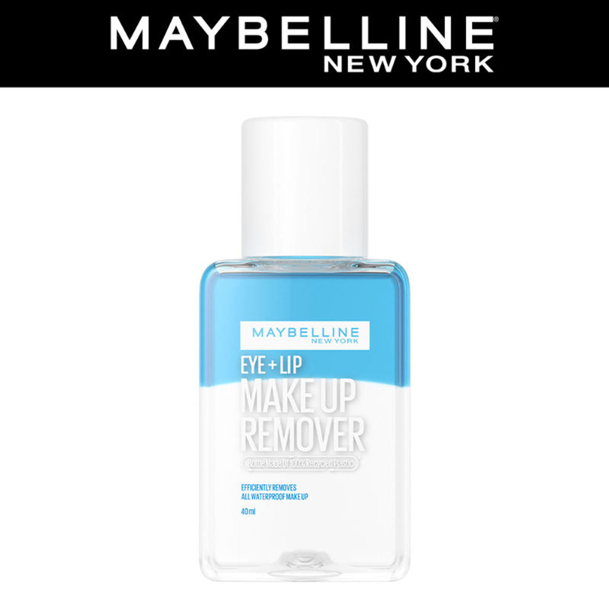 Maybelline New York Biphase Eye + Lip Makeup Remover for Waterproof Makeup, Fragrance-Free, 40ml
