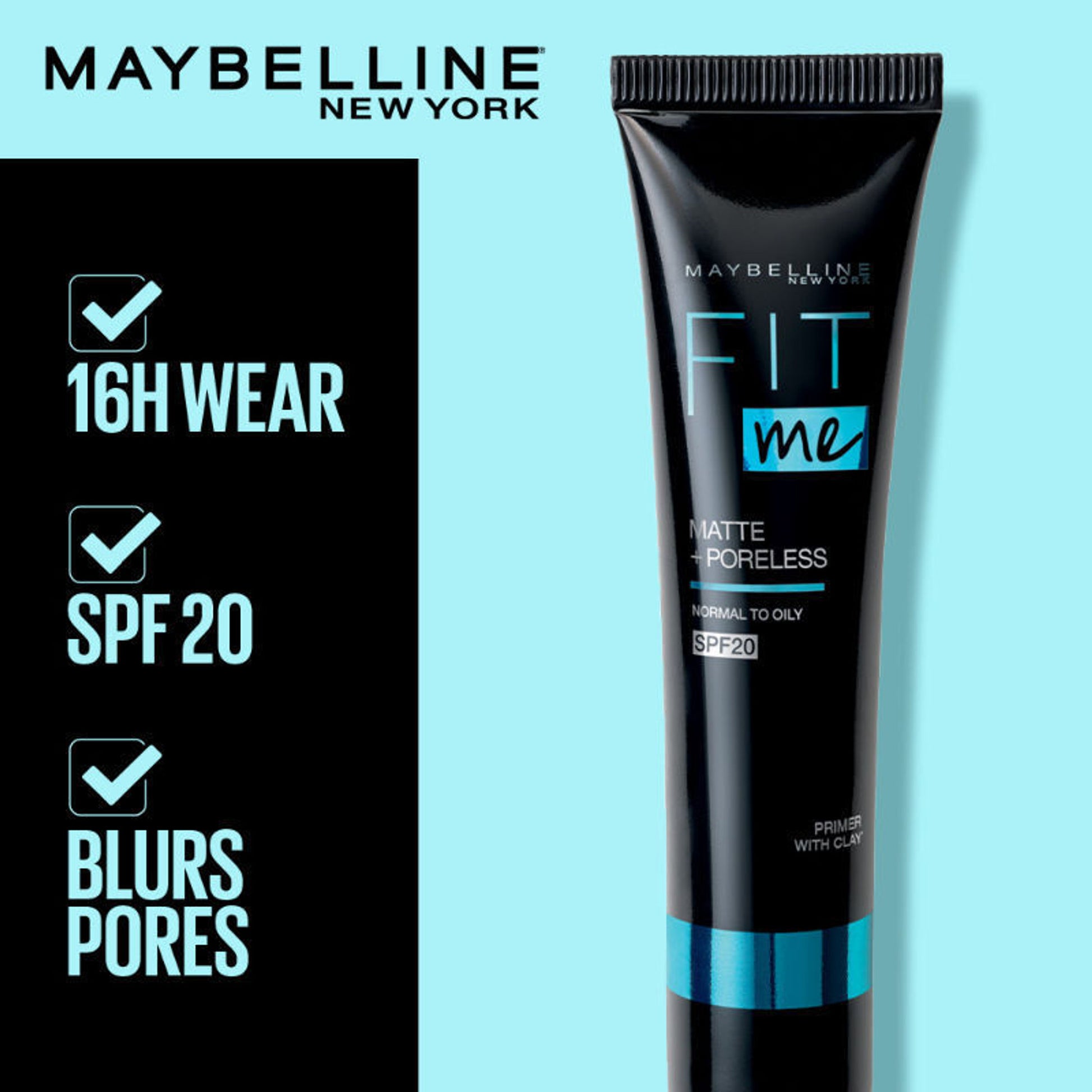 Maybelline New York Fit Me Primer, Oil free and Non Comedogenic Formula - Matte+Poreless - Matte