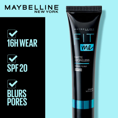 Maybelline New York Fit Me Primer, Oil free and Non Comedogenic Formula - Matte+Poreless - Matte