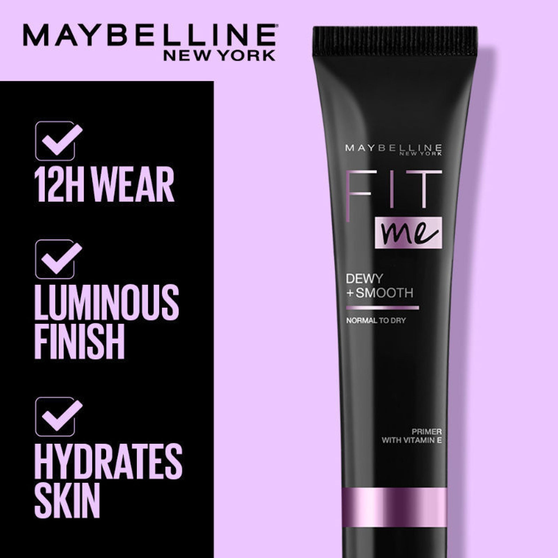 Maybelline New York Fit Me Primer, Oil free and Non Comedogenic Formula - Matte+Poreless - Dewy