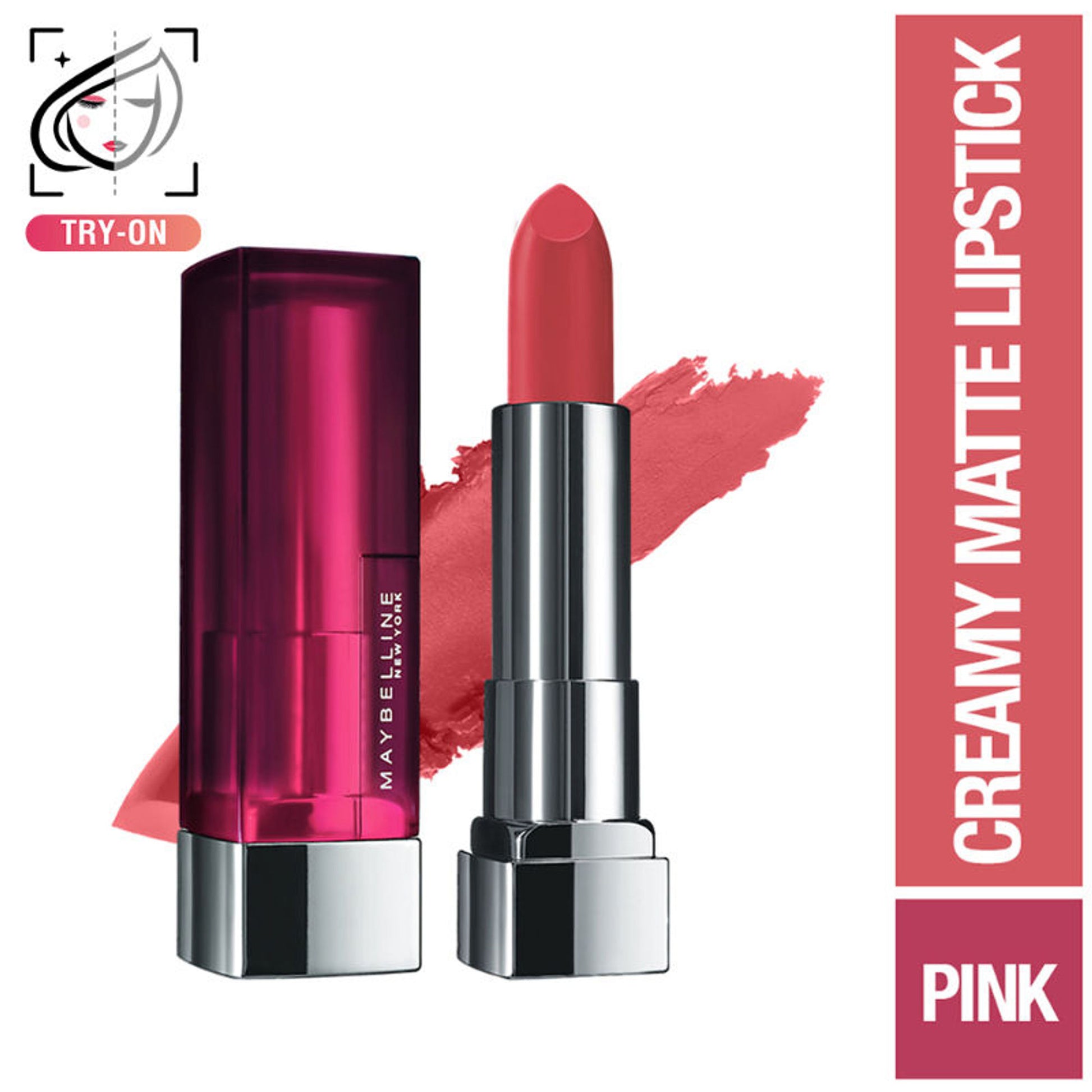 Maybelline Color Sensational Creamy Matte Lipstick, 12H Formula - 640 Red Liberation - Heated Pink