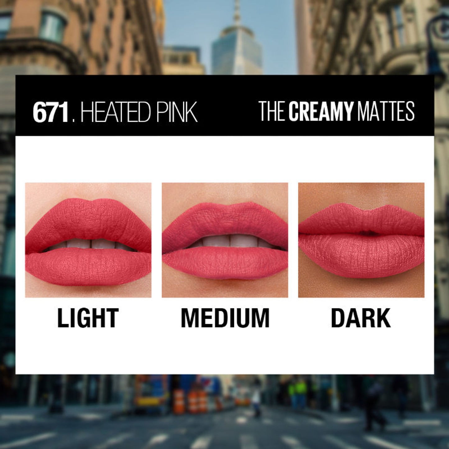 Maybelline Color Sensational Creamy Matte Lipstick, 12H Formula - 640 Red Liberation - Heated Pink