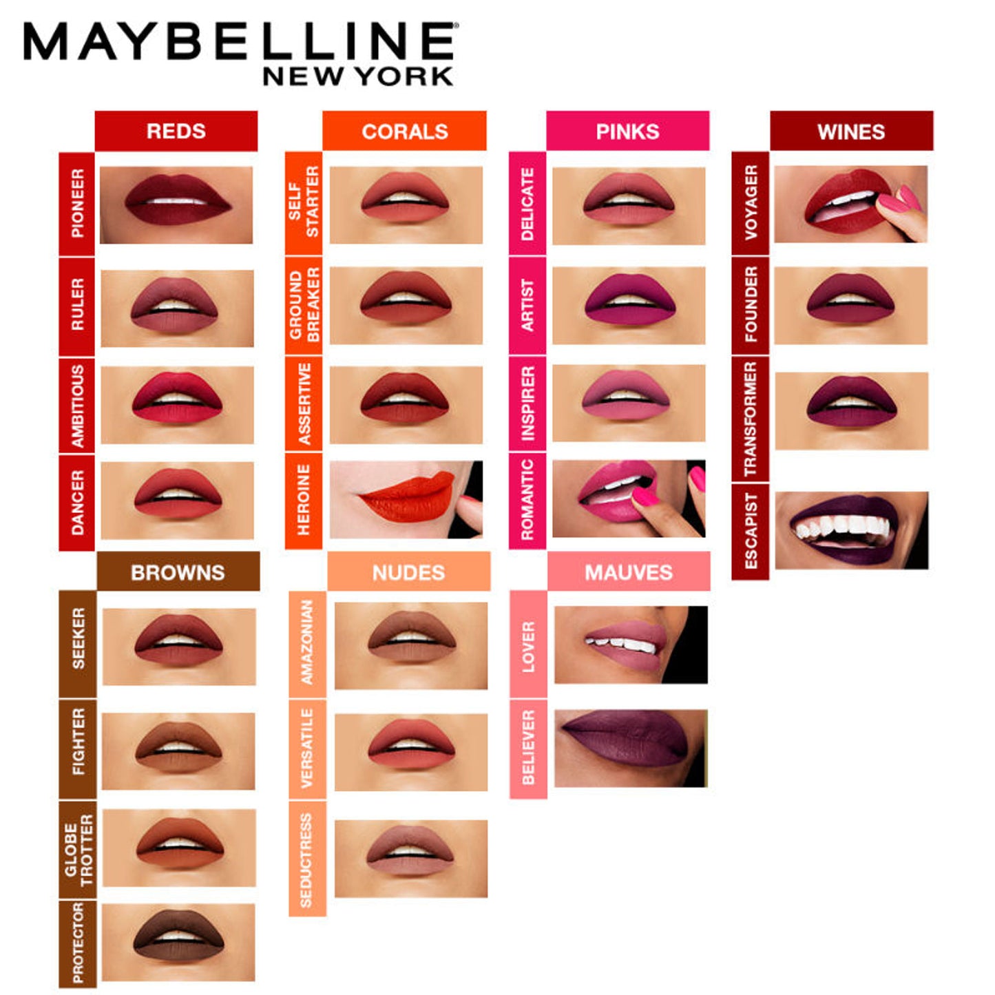 Maybelline New York Super Stay Matte Ink 4-in-1 Lip Kit - Voyager + Lover + Pioneer + Seeker