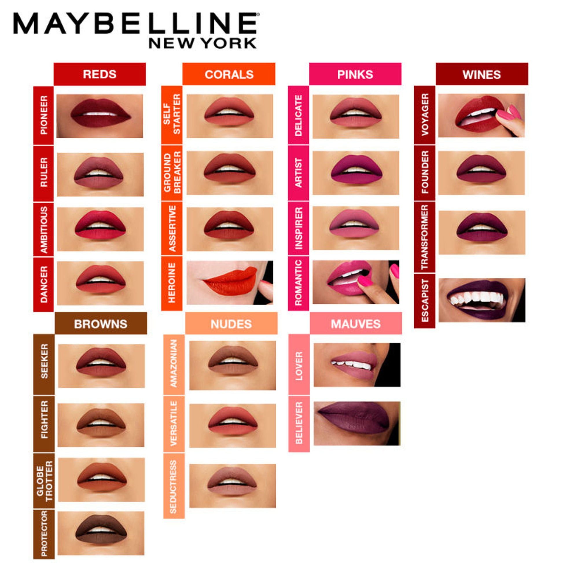 Maybelline New York Super Stay Matte Ink 4-in-1 Lip Kit - Voyager + Lover + Pioneer + Seeker