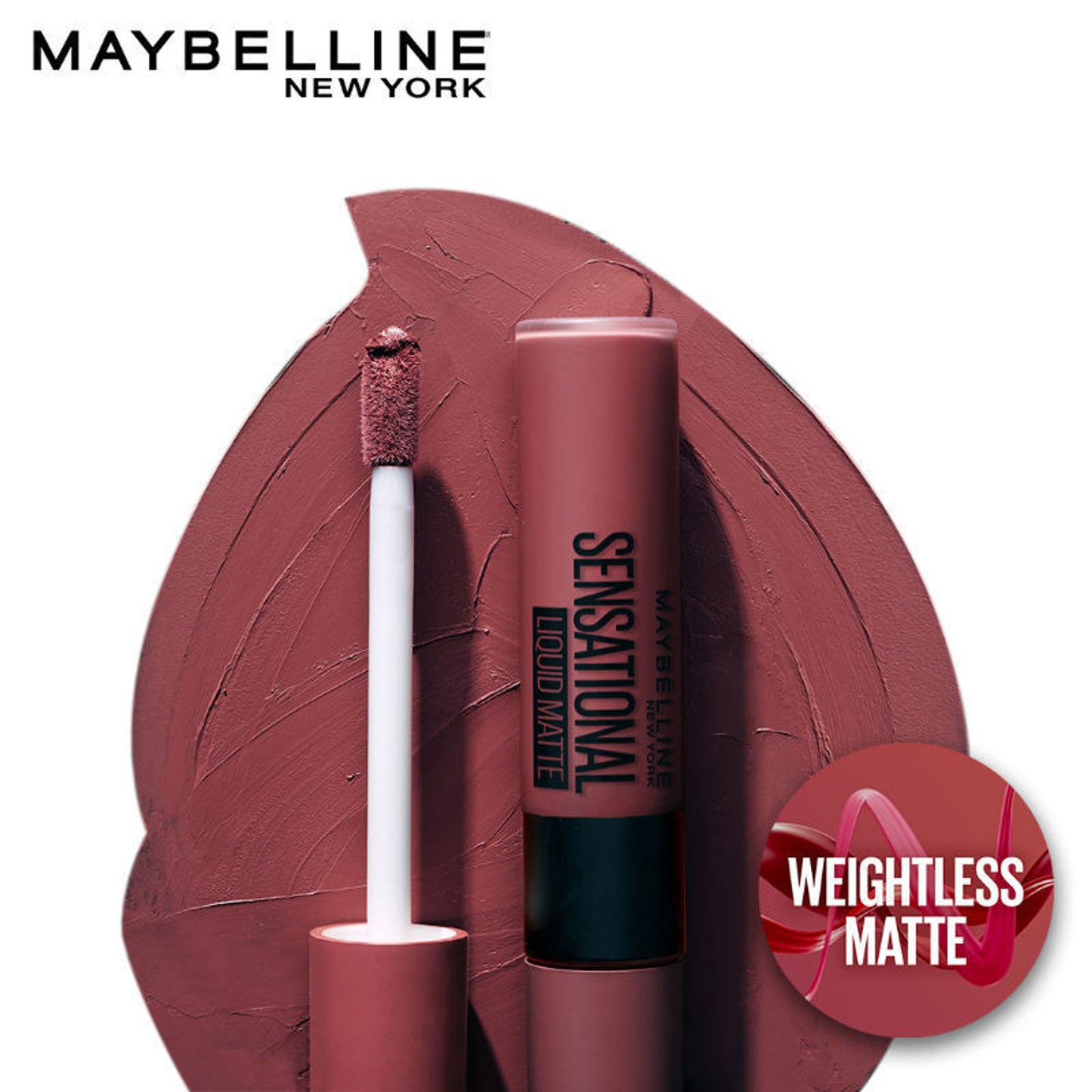 Maybelline New York Sensational Liquid Matte Lipstick, Long-lasting - 03 Flush It Red - Nude Nuance