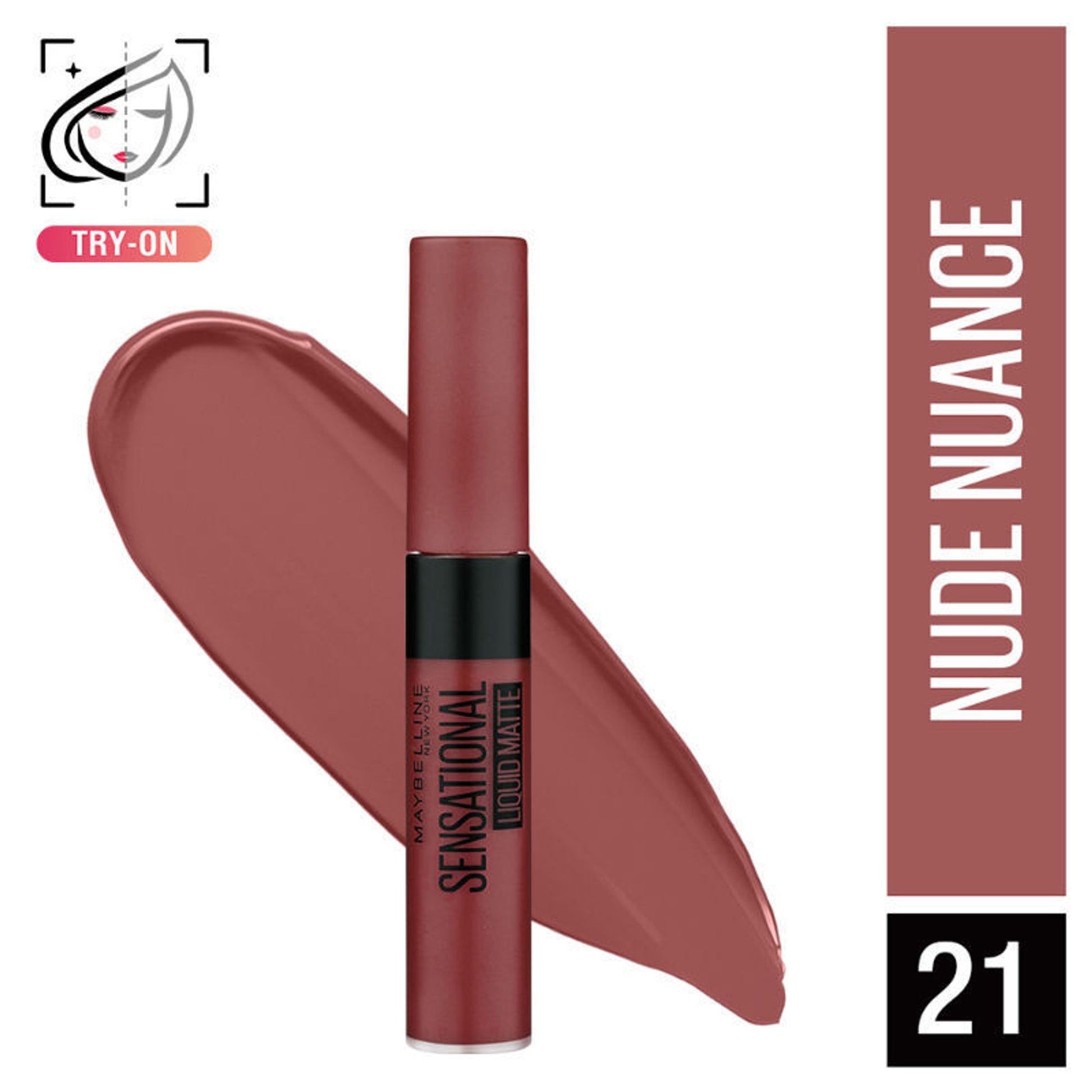 Maybelline New York Sensational Liquid Matte Lipstick, Long-lasting - 03 Flush It Red - Nude Nuance