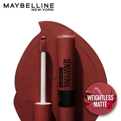 Maybelline New York Sensational Liquid Matte Lipstick, Long-lasting - 03 Flush It Red - Upbeat Crimson
