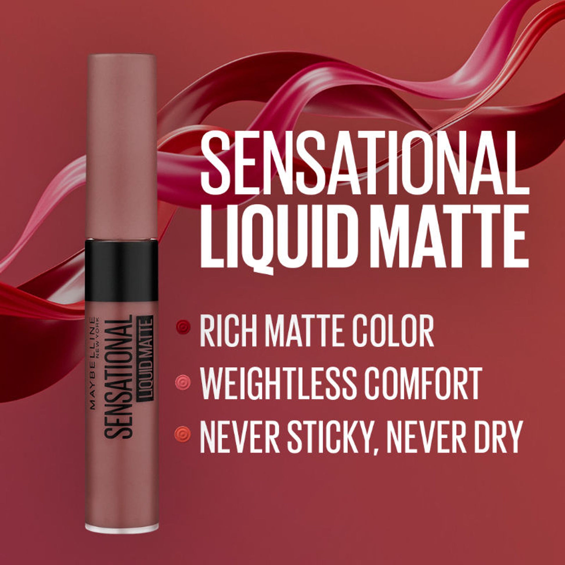 Maybelline New York Sensational Liquid Matte Lipstick, Long-lasting - 03 Flush It Red - Get Undressed