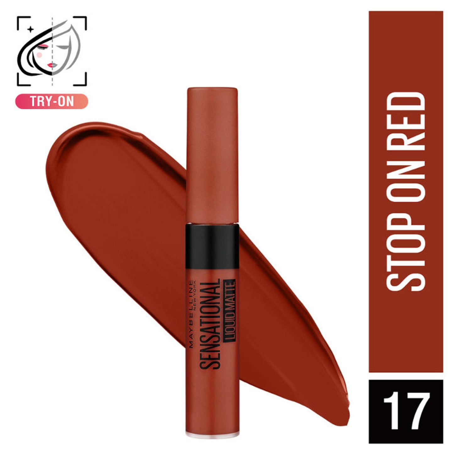 Maybelline New York Sensational Liquid Matte Lipstick, Long-lasting - 03 Flush It Red - Stop On Red