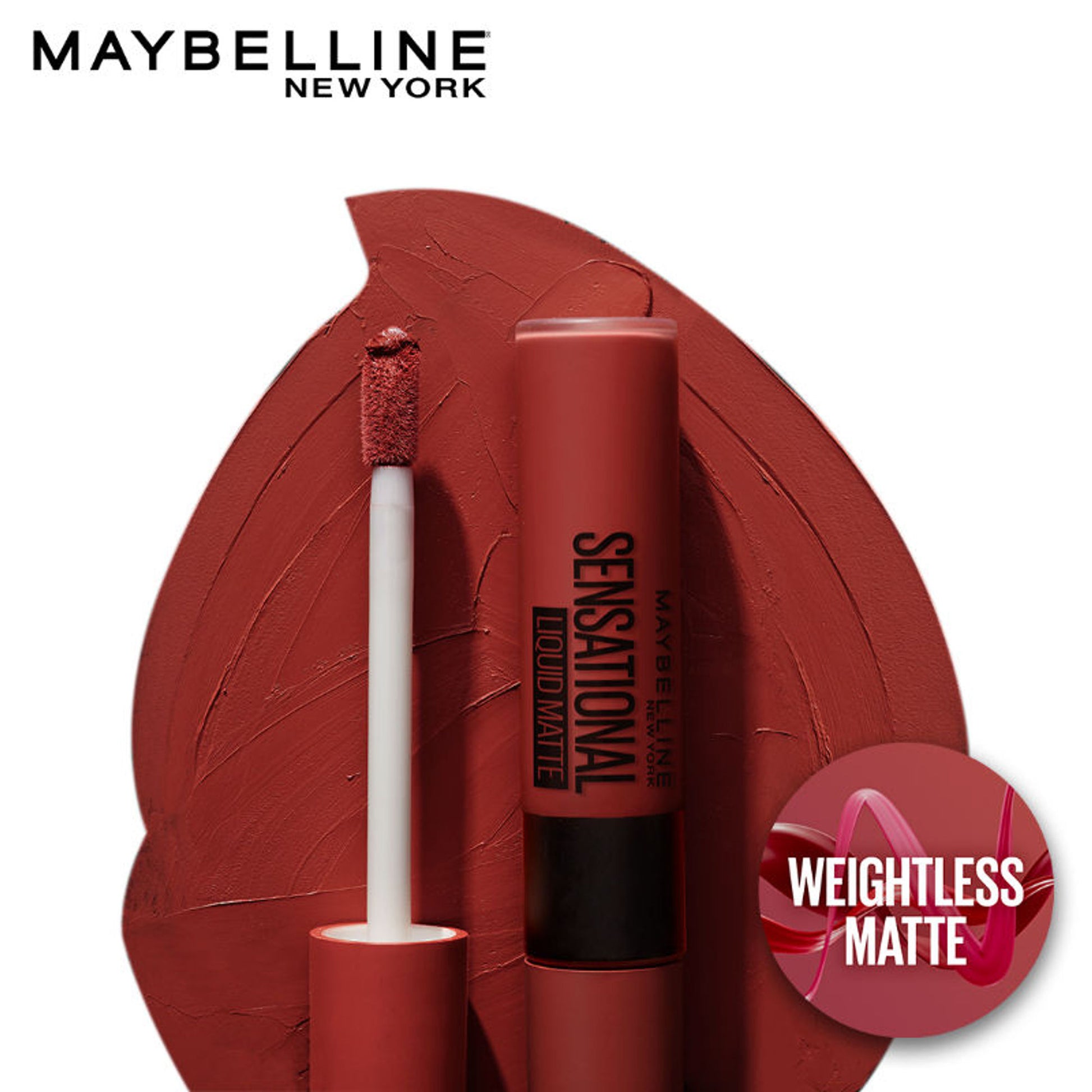 Maybelline New York Sensational Liquid Matte Lipstick, Long-lasting - 03 Flush It Red - Stop On Red