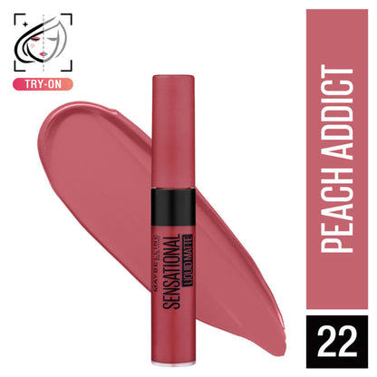 Maybelline New York Sensational Liquid Matte Lipstick, Long-lasting - 03 Flush It Red - Peach Addict