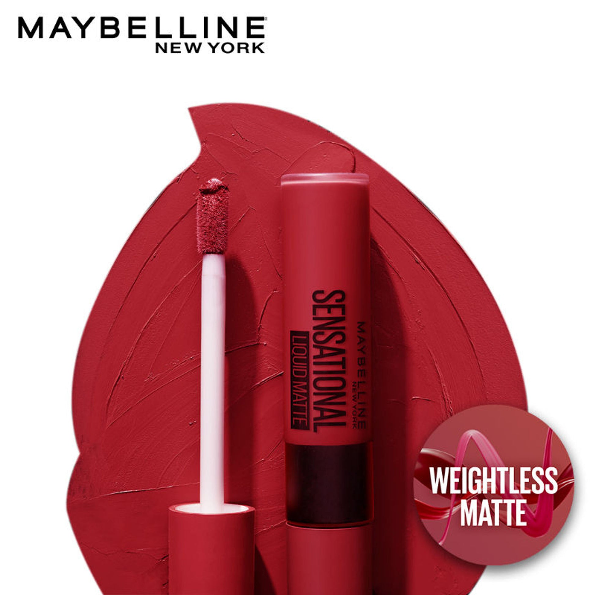 Maybelline New York Sensational Liquid Matte Lipstick, Long-lasting - 03 Flush It Red - Red Serenade