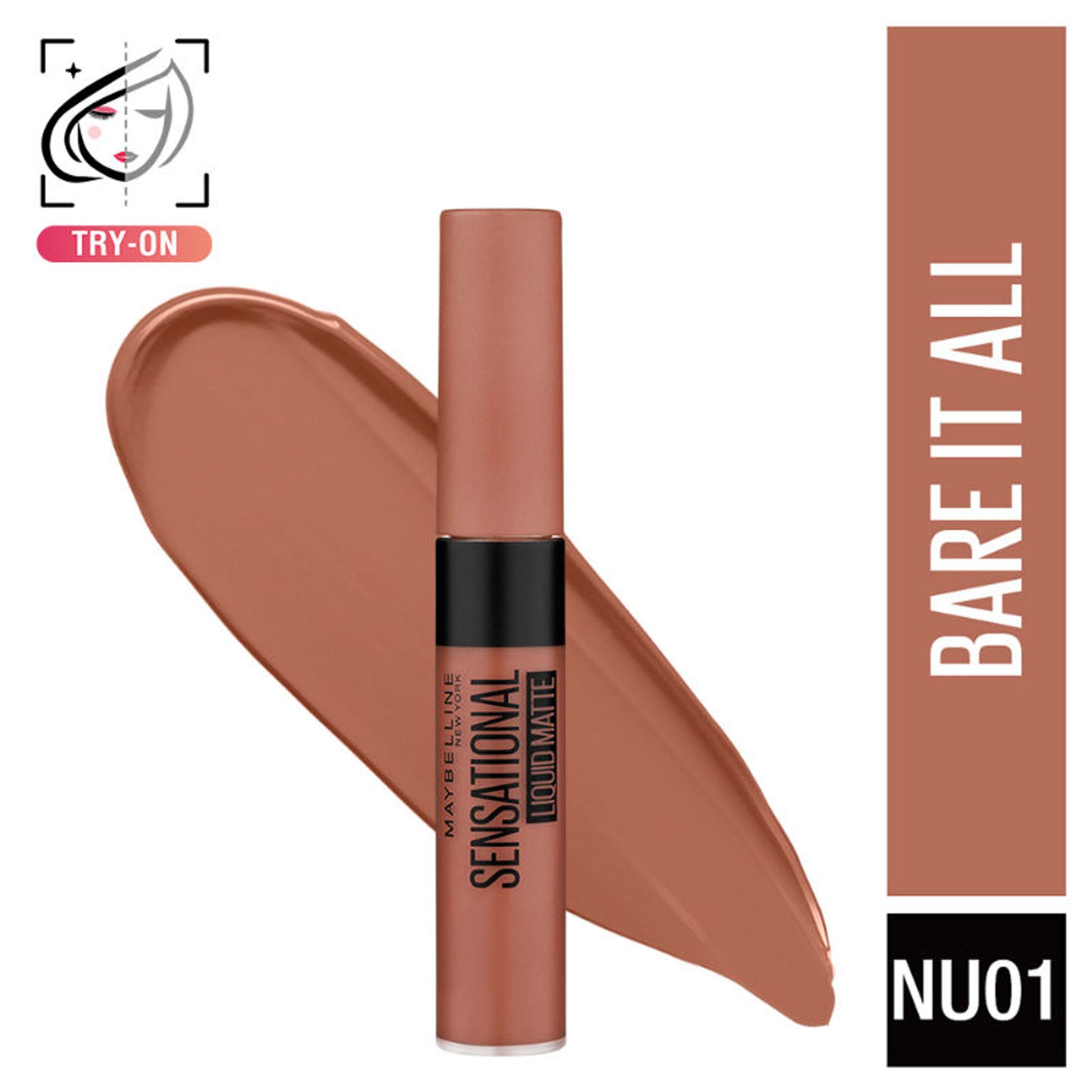 Maybelline New York Sensational Liquid Matte Lipstick, Long-lasting - 03 Flush It Red - Bare It All