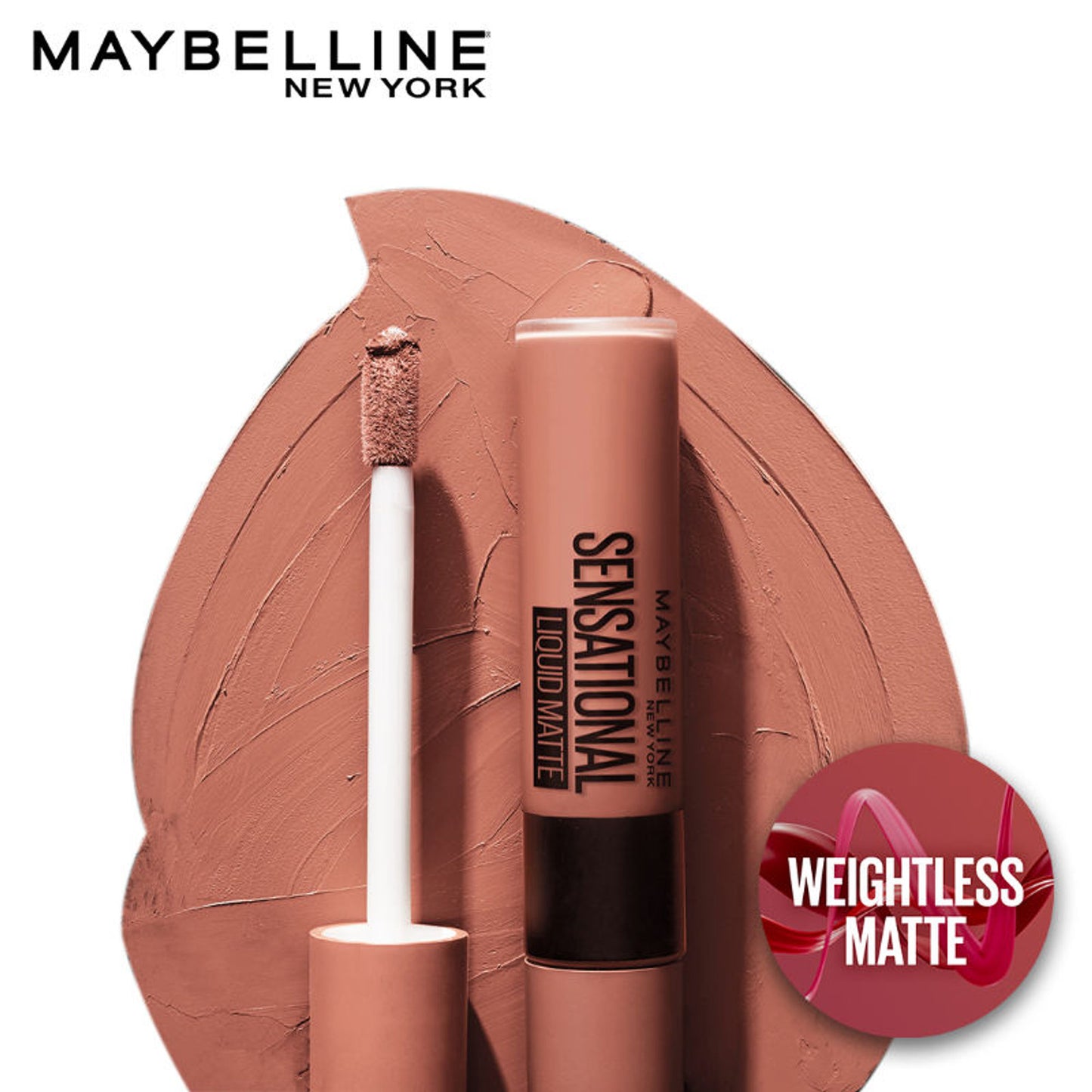 Maybelline New York Sensational Liquid Matte Lipstick, Long-lasting - 03 Flush It Red - Bare It All