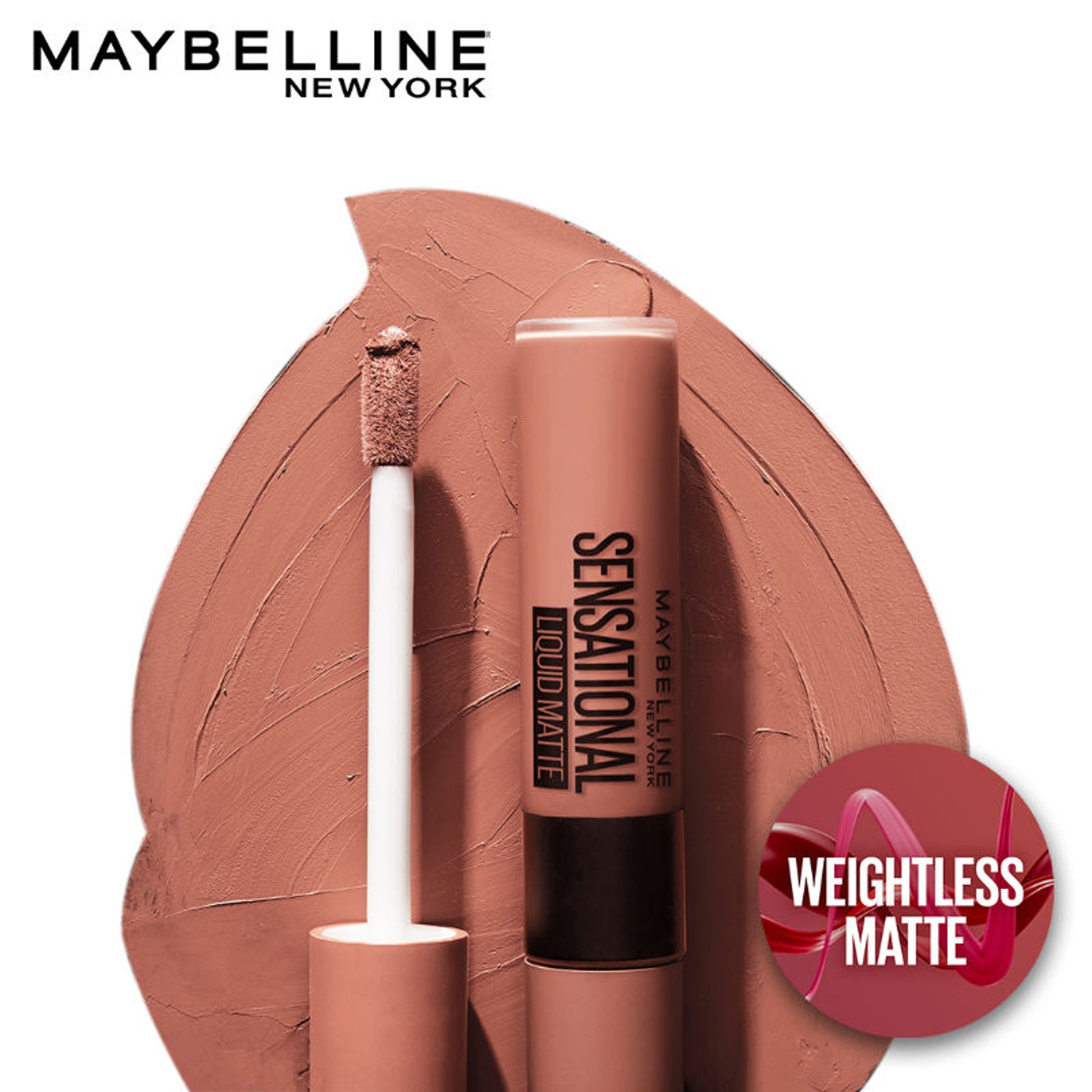 Maybelline New York Sensational Liquid Matte Lipstick, Long-lasting - 03 Flush It Red - Bare It All