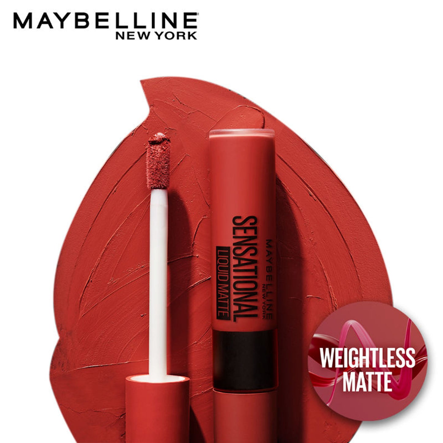 Maybelline New York Sensational Liquid Matte Lipstick, Long-lasting - 03 Flush It Red - More Than Red
