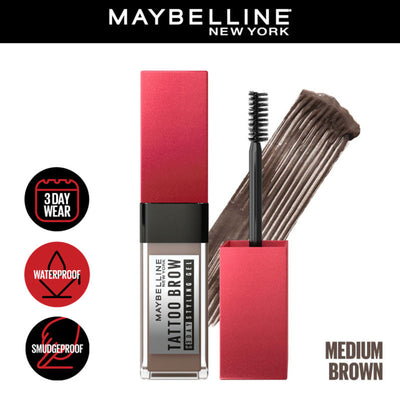 Maybelline New York Tattoo Brow 3 Day Styling Brow Gel - Medium Brown
