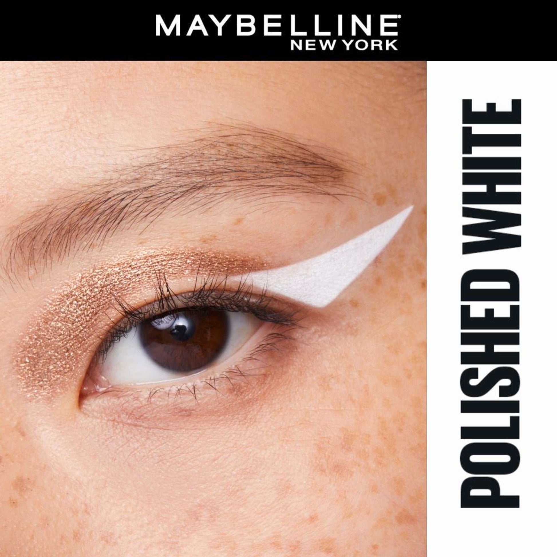 Maybelline Tattoo Gel Eyeliner - Striking Navy Blue, Metallic/Matte, Water & Smudge-proof, Last 36H - Polished White
