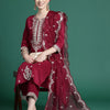 Indyancart IE Ethnic Motifs Embroidered Gotta Patti Kurta With Trousers & Dupatta