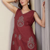 Dhiyona IE Embroidered Pure Cotton V-Neck Top With Trousers Co-Ords