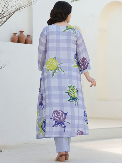 Dhiyona IE Floral Printed Pure Cotton Tunic With Trousers Co-Ords