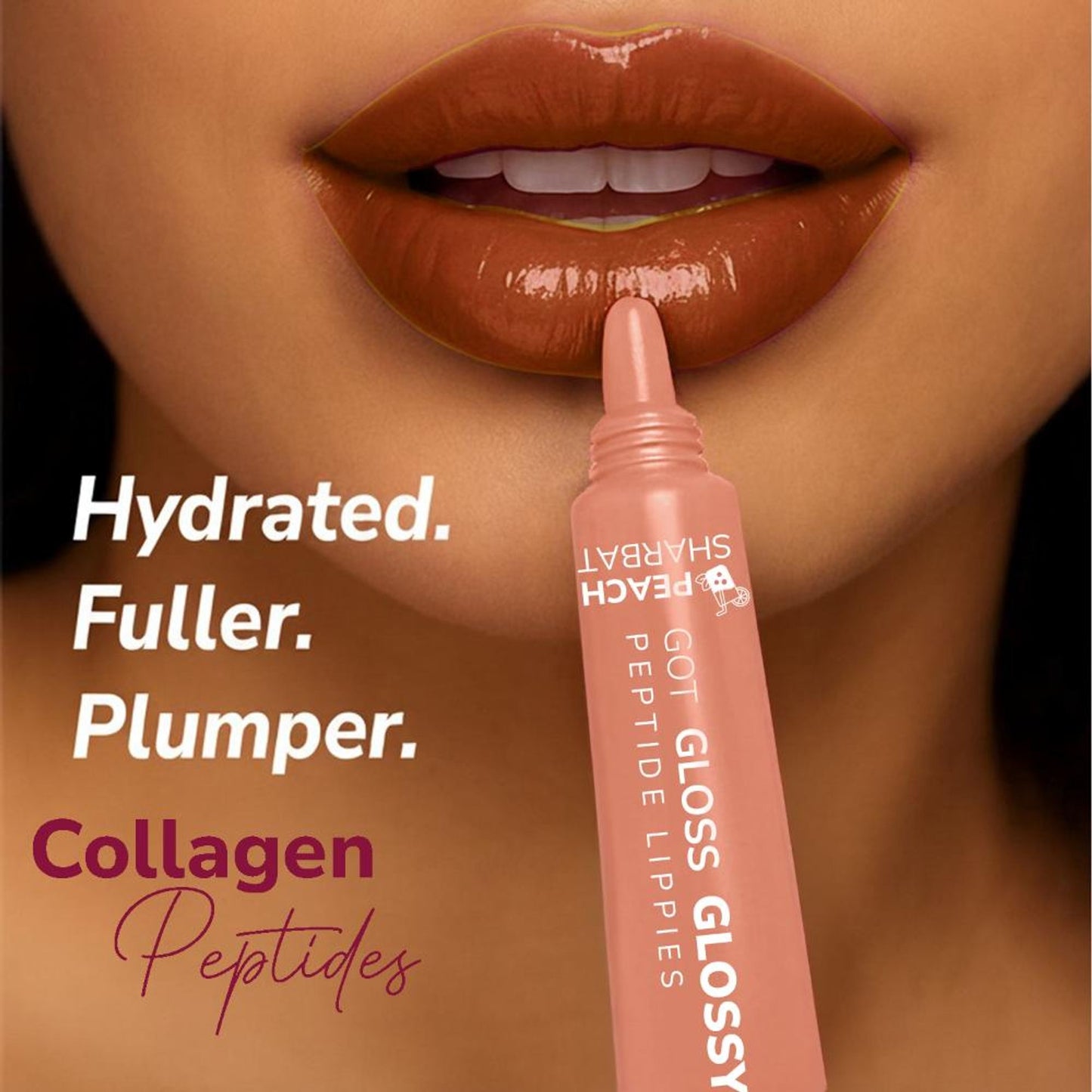 Mila Beauté Peptide Lip Gloss Balm With SPF & Hyaluronic Acid Plump & Fuller Lips - Peach Sharbat