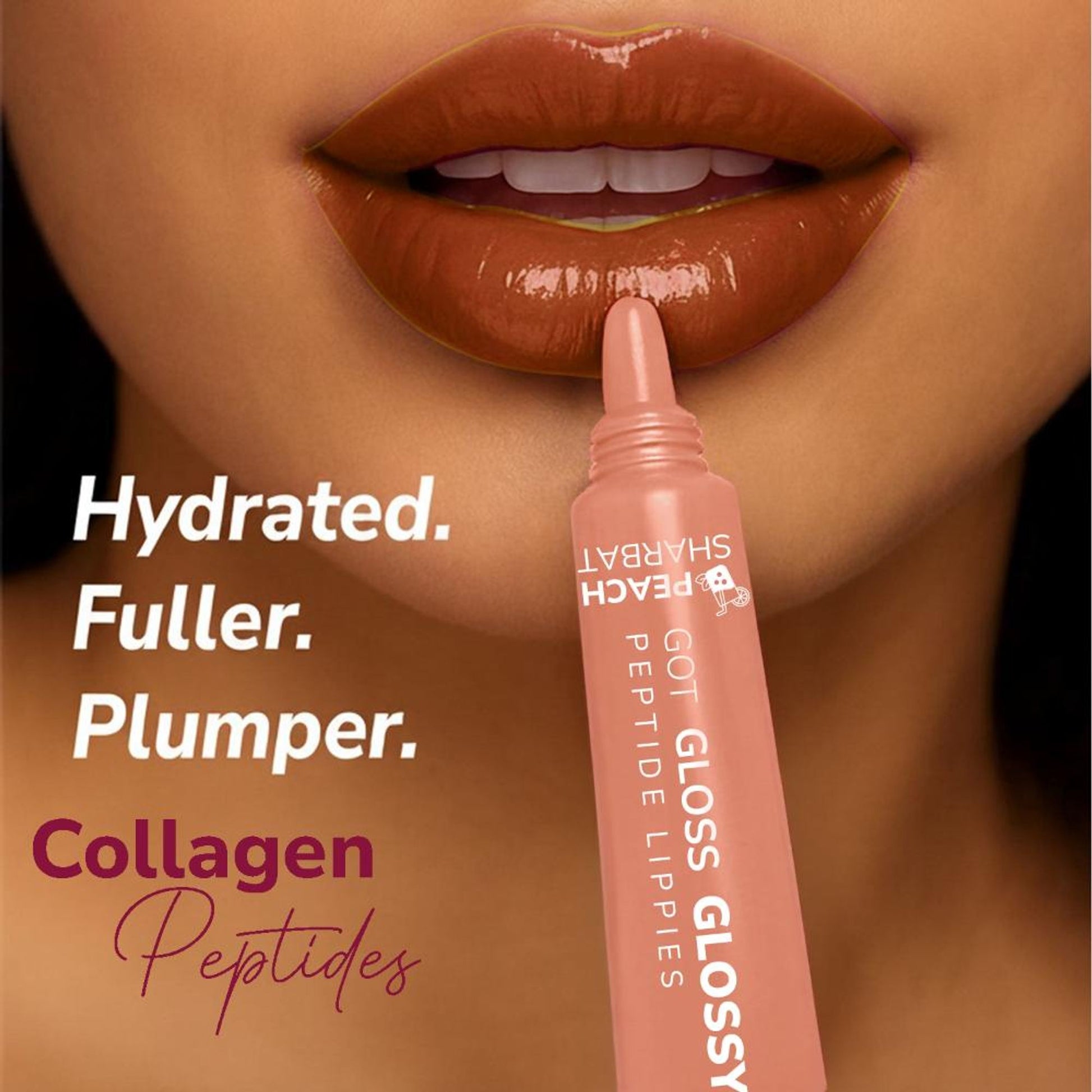 Mila Beauté Peptide Lip Gloss Balm With SPF & Hyaluronic Acid Plump & Fuller Lips - Peach Sharbat