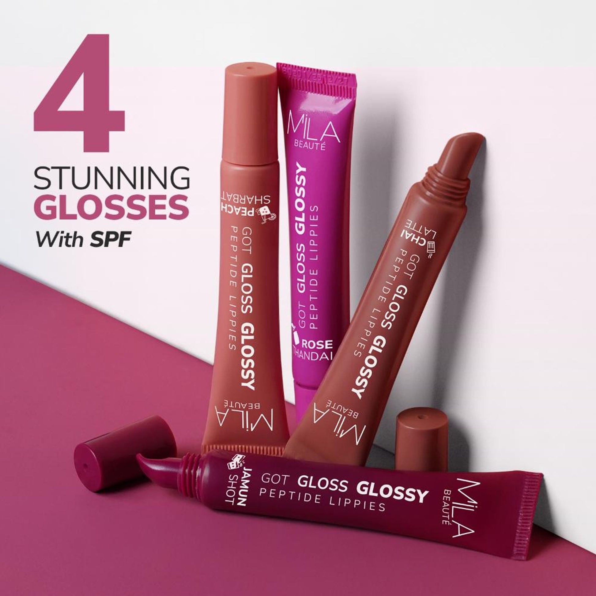 Mila Beauté Peptide Lip Gloss Balm With SPF & Hyaluronic Acid Plump & Fuller Lips - Chai Latte