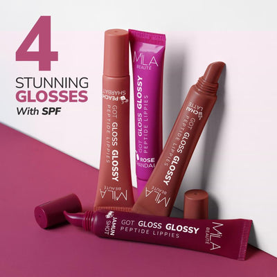 Mila Beauté Peptide Lip Gloss Balm With SPF & Hyaluronic Acid Plump & Fuller Lips - Chai Latte